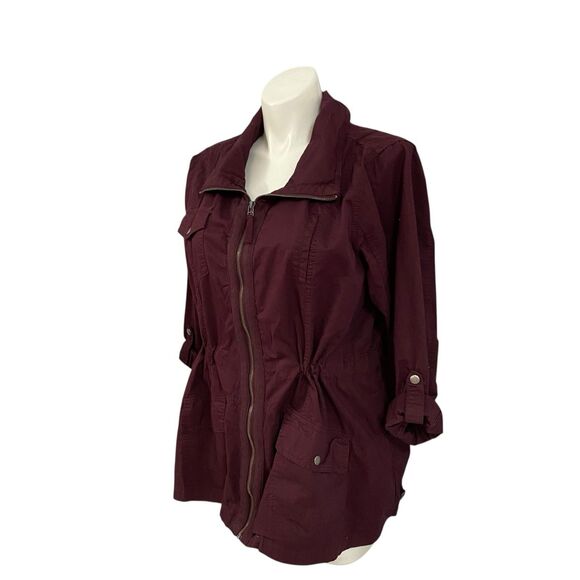 Ashley Anorak Jacket Womens 1x Burgundy Wine Red GORP Nature Nautical Utility - Picture 9 of 13